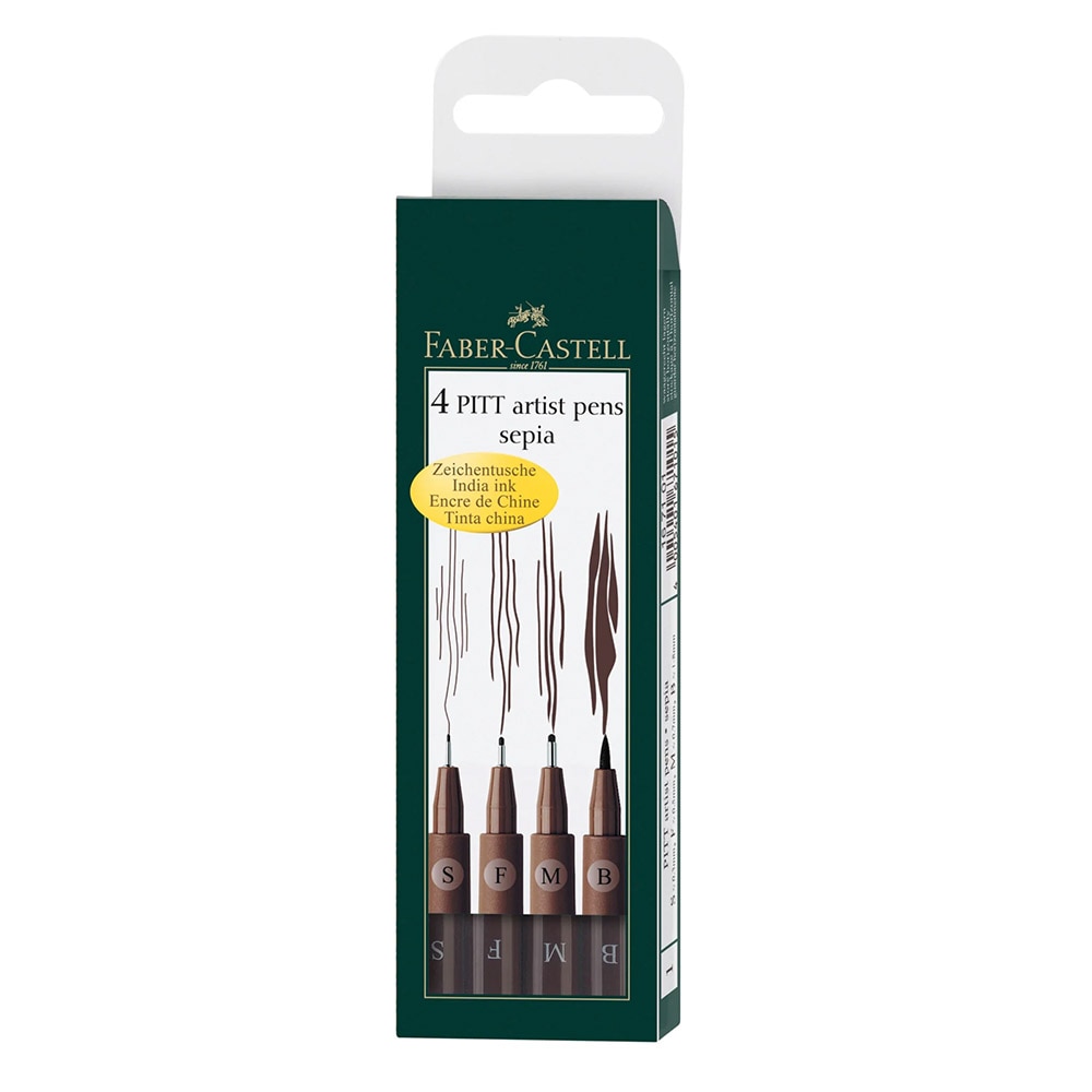 Faber-Castell, Brown, Marker Set, Art & School, Pitt Artist, Wallet, Sepia, 4 count, 626717